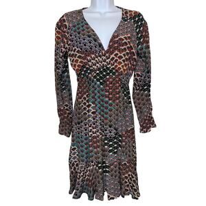 Anthropologie Maeve Monaco Peacock colorful Print Dress, Size XS